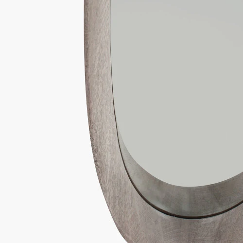 Pacific Lifestyle Grey Oak Wood Veneer Teardrop Shaped Wall Mirror - Image 5