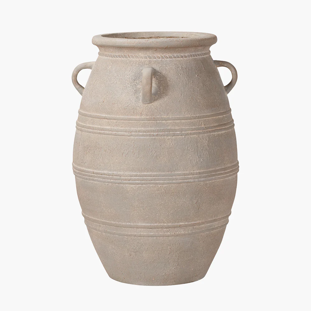 Pacific Lifestyle Grey Wash Fibrestone Decorative Vase with Handles Large - Image 2