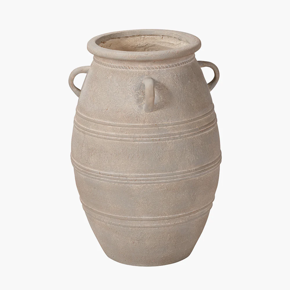 Pacific Lifestyle Grey Wash Fibrestone Decorative Vase with Handles Large - Image 3