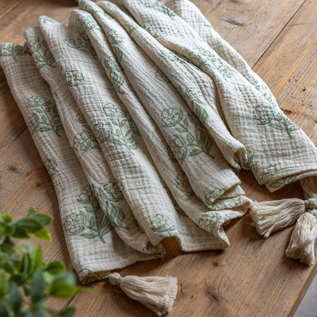 Gallery Direct Hepple Gauze Floral Throw Sage - Image 4