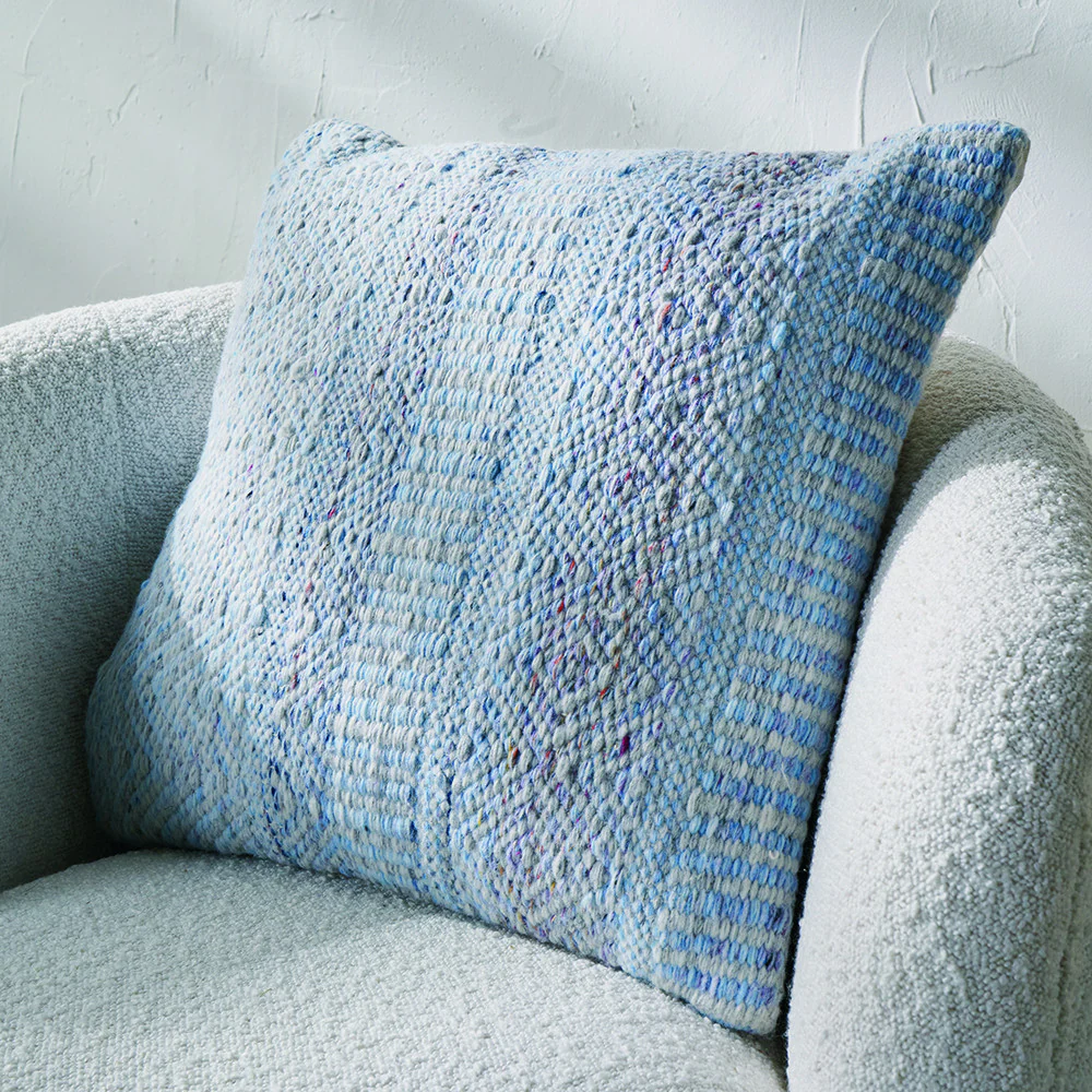 Pacific Lifestyle Indoor Outdoor Aqua Blue and White Inca Design Scatter Cushion - Image 6