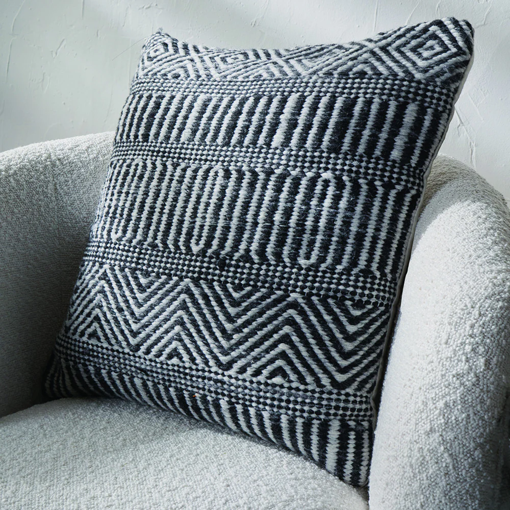 Pacific Lifestyle Indoor Outdoor Black and White Inca Design Scatter Cushion - Image 5