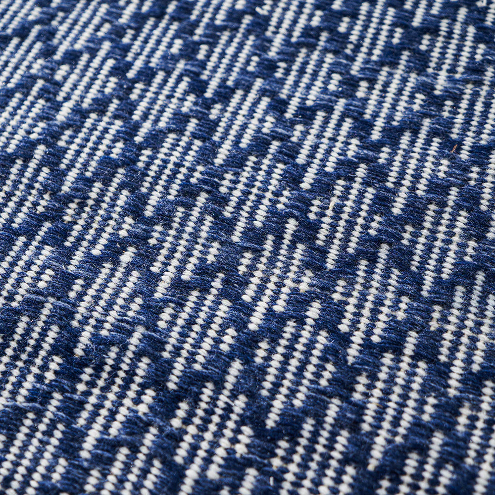 Pacific Lifestyle Indoor Outdoor Denim Blue and White Ikat Design Rug - Image 3