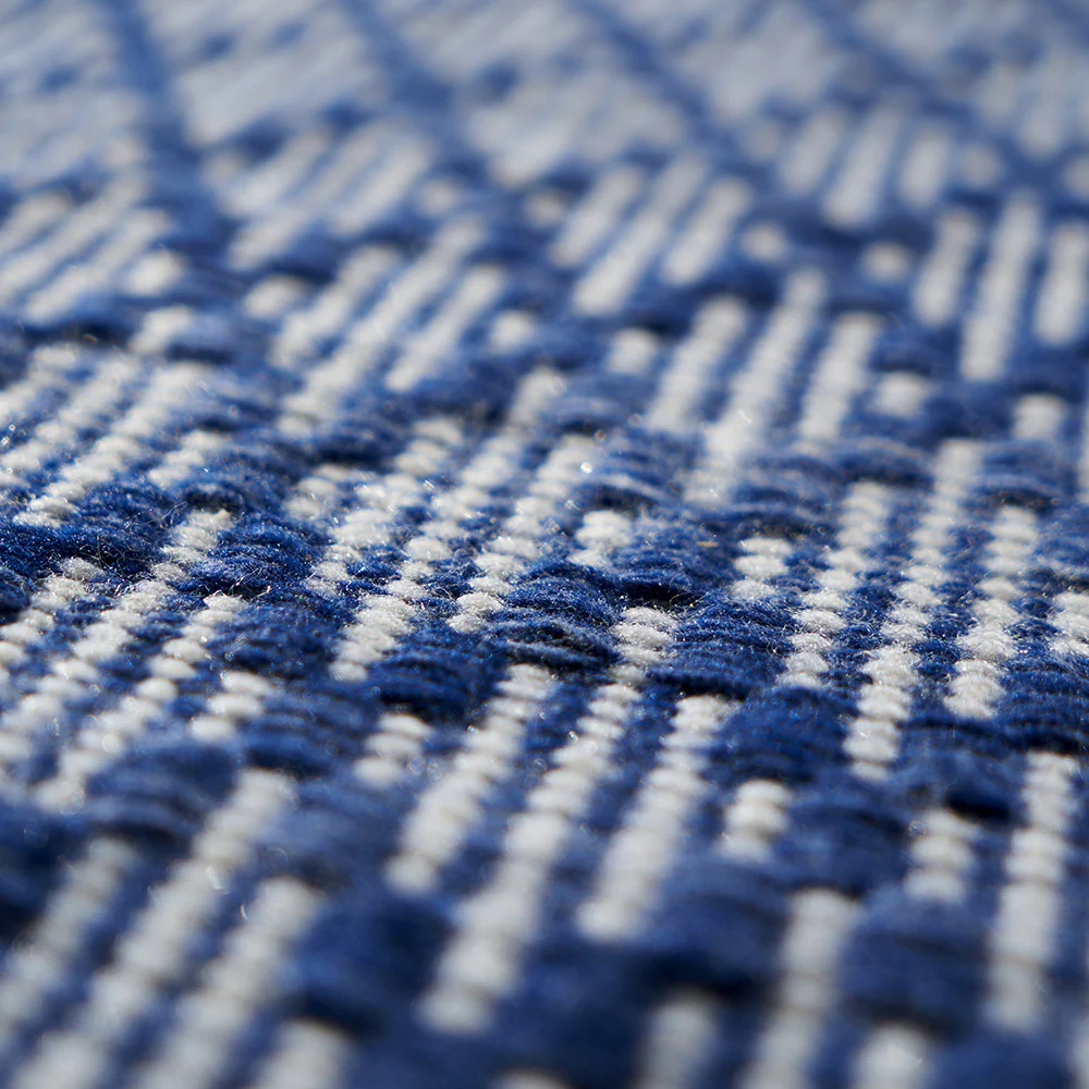Pacific Lifestyle Indoor Outdoor Denim Blue and White Ikat Design Rug - Image 4