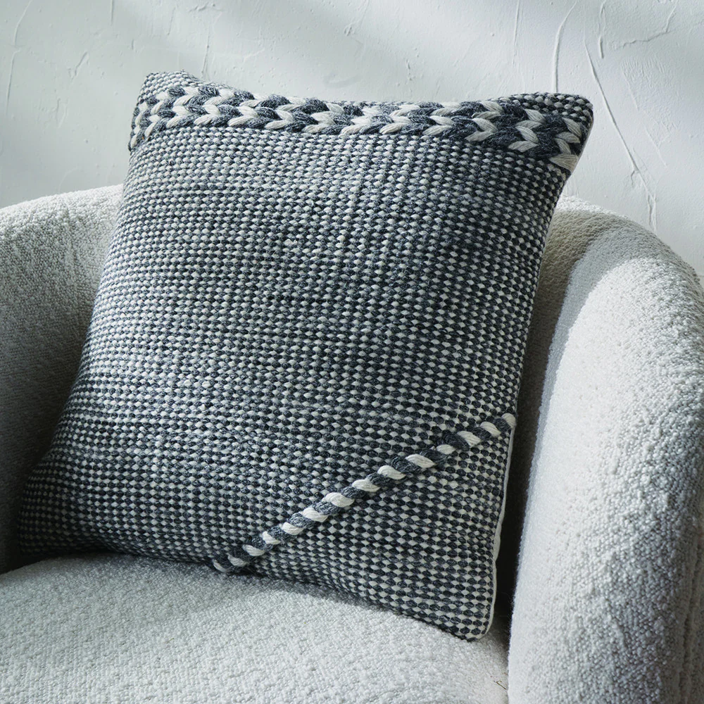 Pacific Lifestyle Indoor Outdoor Grey and White Plaited Stripe Design Scatter Cushion - Image 6