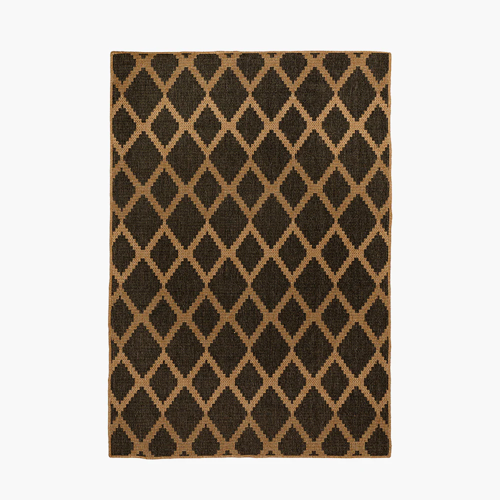 Pacific Lifestyle Indoor Outdoor Natural and Slate Grey Diamond Design Rug