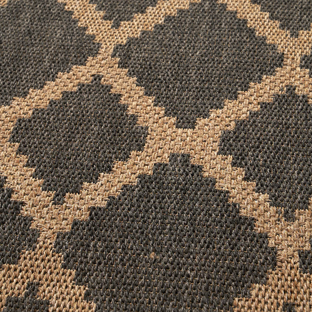Pacific Lifestyle Indoor Outdoor Natural and Slate Grey Diamond Design Rug - Image 2