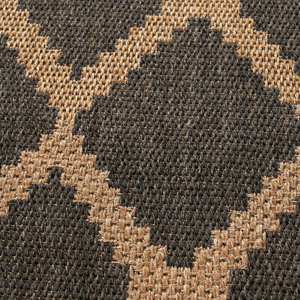 Pacific Lifestyle Indoor Outdoor Natural and Slate Grey Diamond Design Rug - Image 4