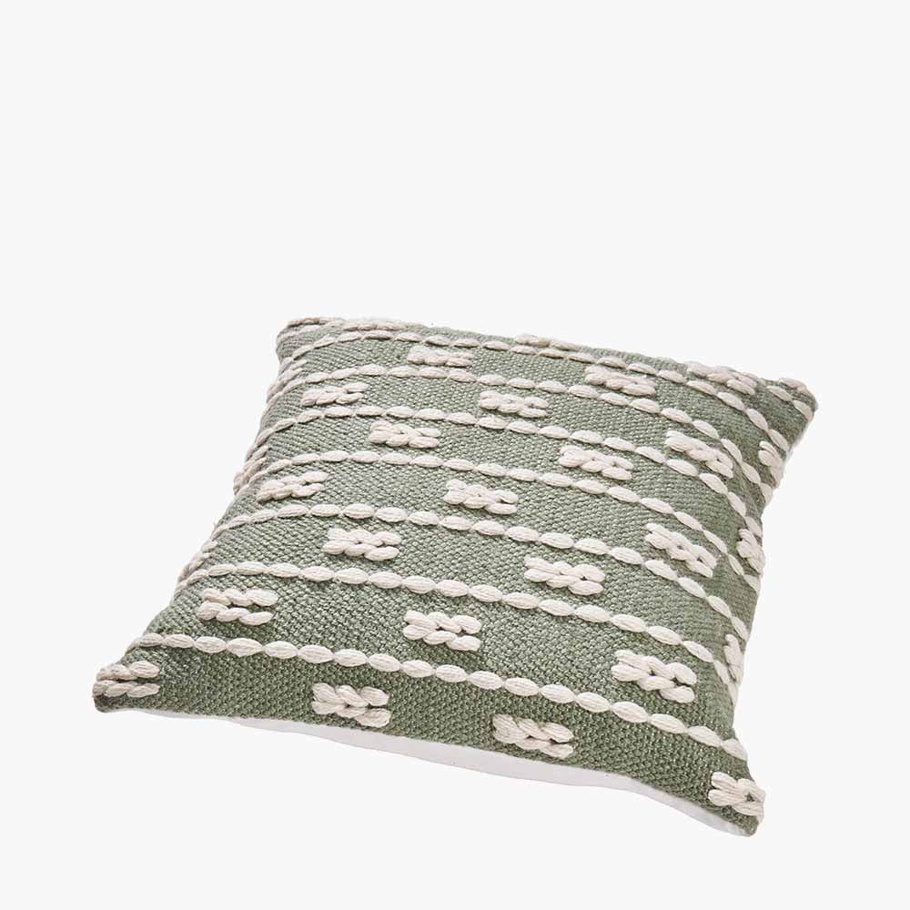 Pacific Lifestyle Indoor Outdoor Sage and White Braid Design Square Scatter Cushion - Image 2