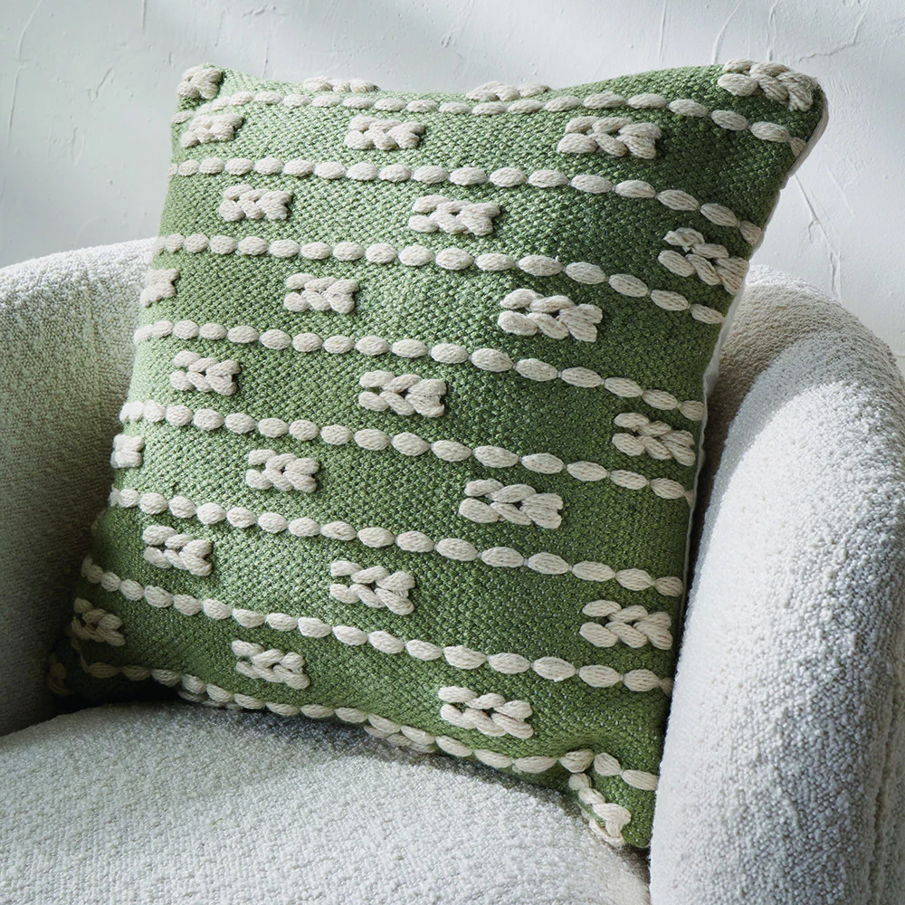 Pacific Lifestyle Indoor Outdoor Sage and White Braid Design Square Scatter Cushion - Image 5
