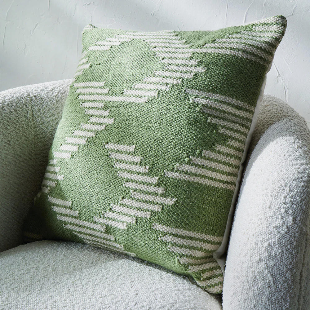 Pacific Lifestyle Indoor Outdoor Sage and White Chevron Design Scatter Cushion - Image 6