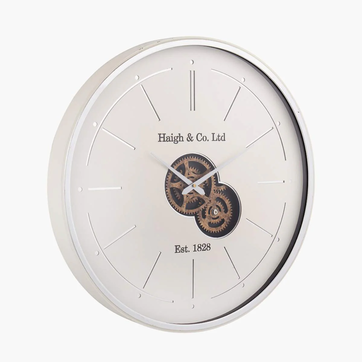 Pacific Lifestyle Ivory and Silver Wood Working Cog Wall Clock - Image 3