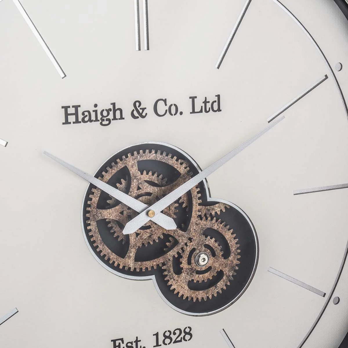 Pacific Lifestyle Ivory and Silver Wood Working Cog Wall Clock - Image 5