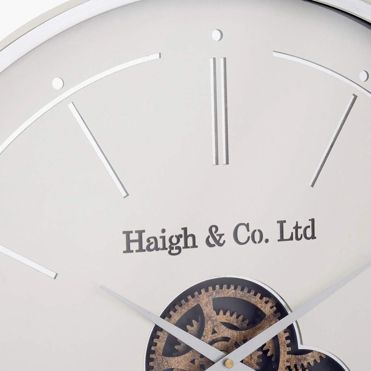 Pacific Lifestyle Ivory and Silver Wood Working Cog Wall Clock - Image 8