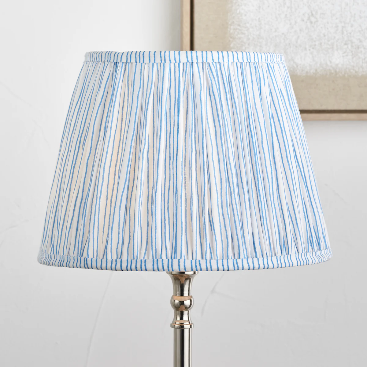 Pacific Lifestyle Jesper Blue Stripe Mushroom Pleat Tapered Lampshade - Image 4