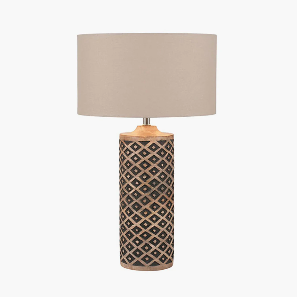 Pacific Lifestyle Joren Tall Wooden Diamond Table Lamp - Image 2