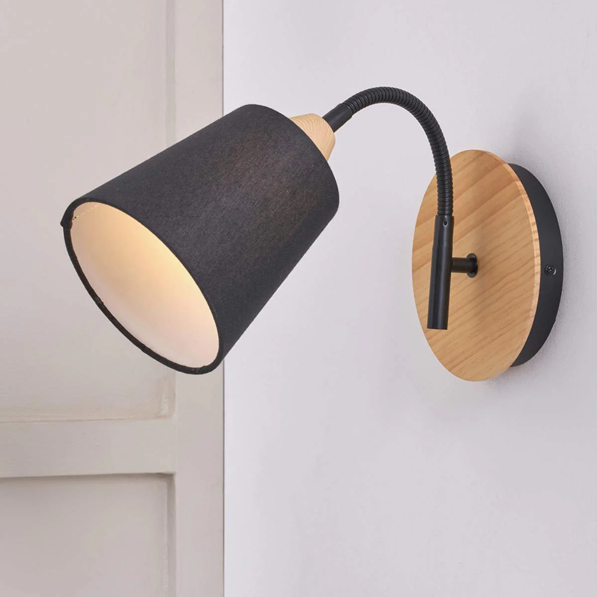 Pacific Lifestyle Juna Black Metal and Natural Wood Wall Light - Image 8