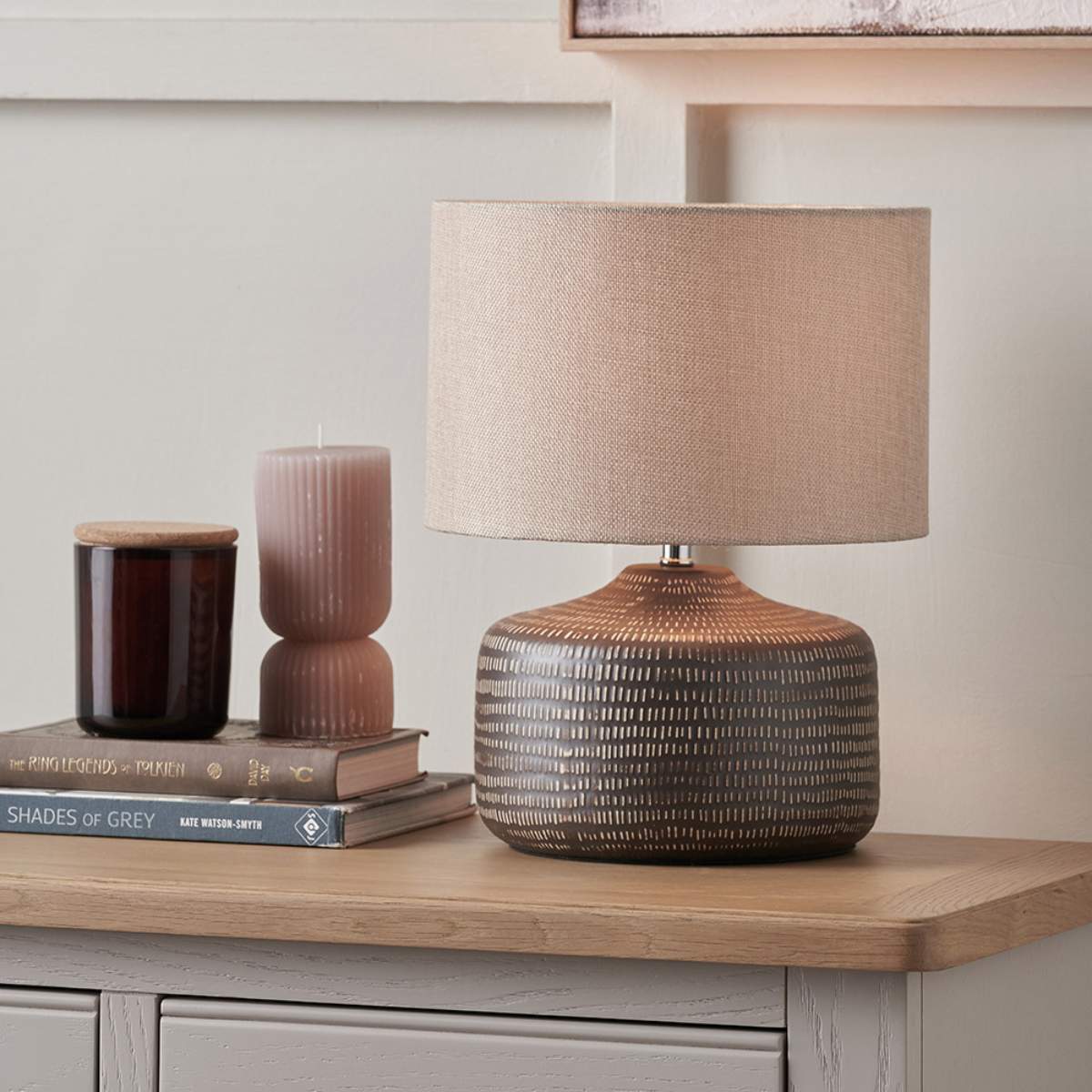 Pacific Lifestyle Kai Earth Coloured Textured Ceramic Table Lamp - Image 7