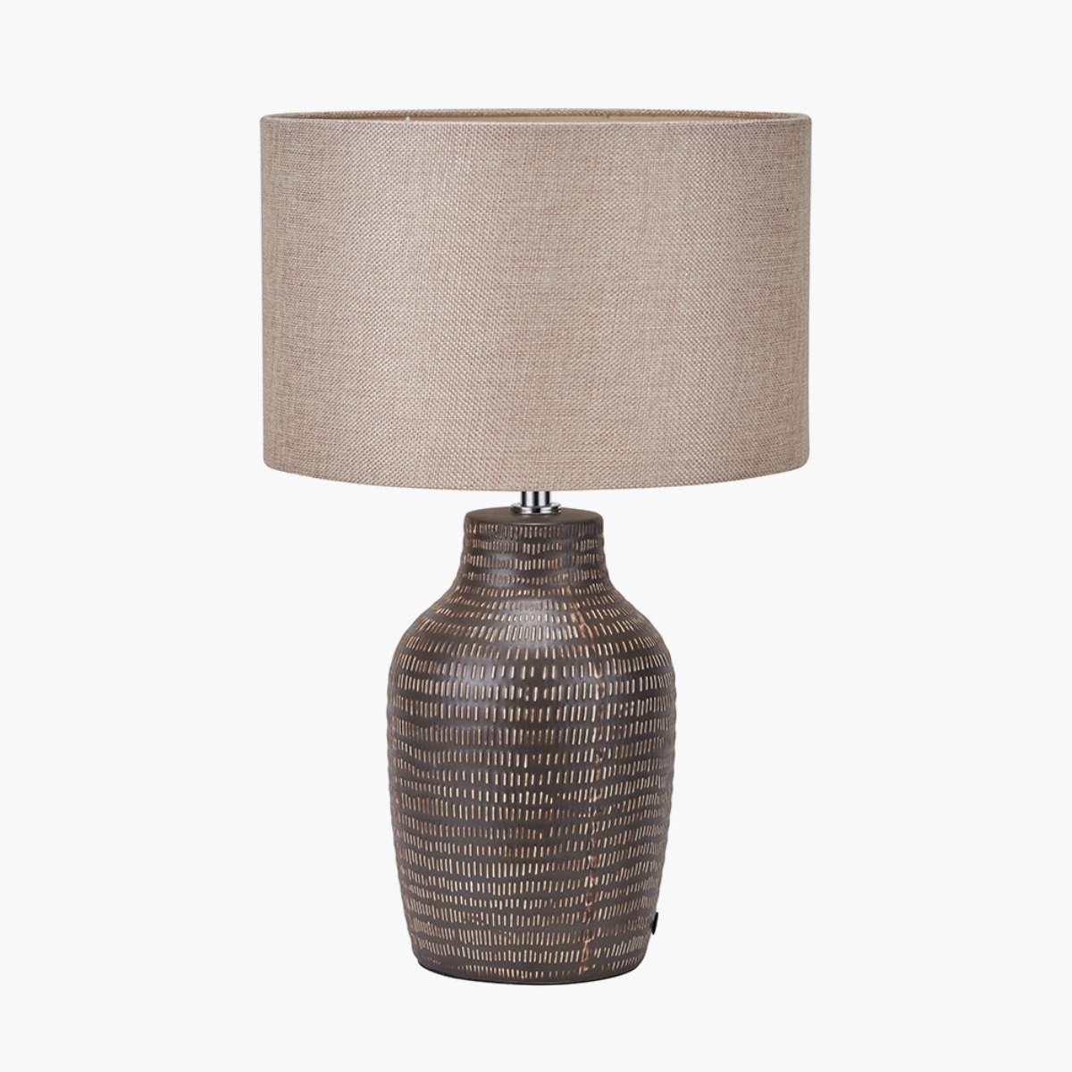 Pacific Lifestyle Kai Earth Coloured Textured Tall Ceramic Table Lamp - Image 2