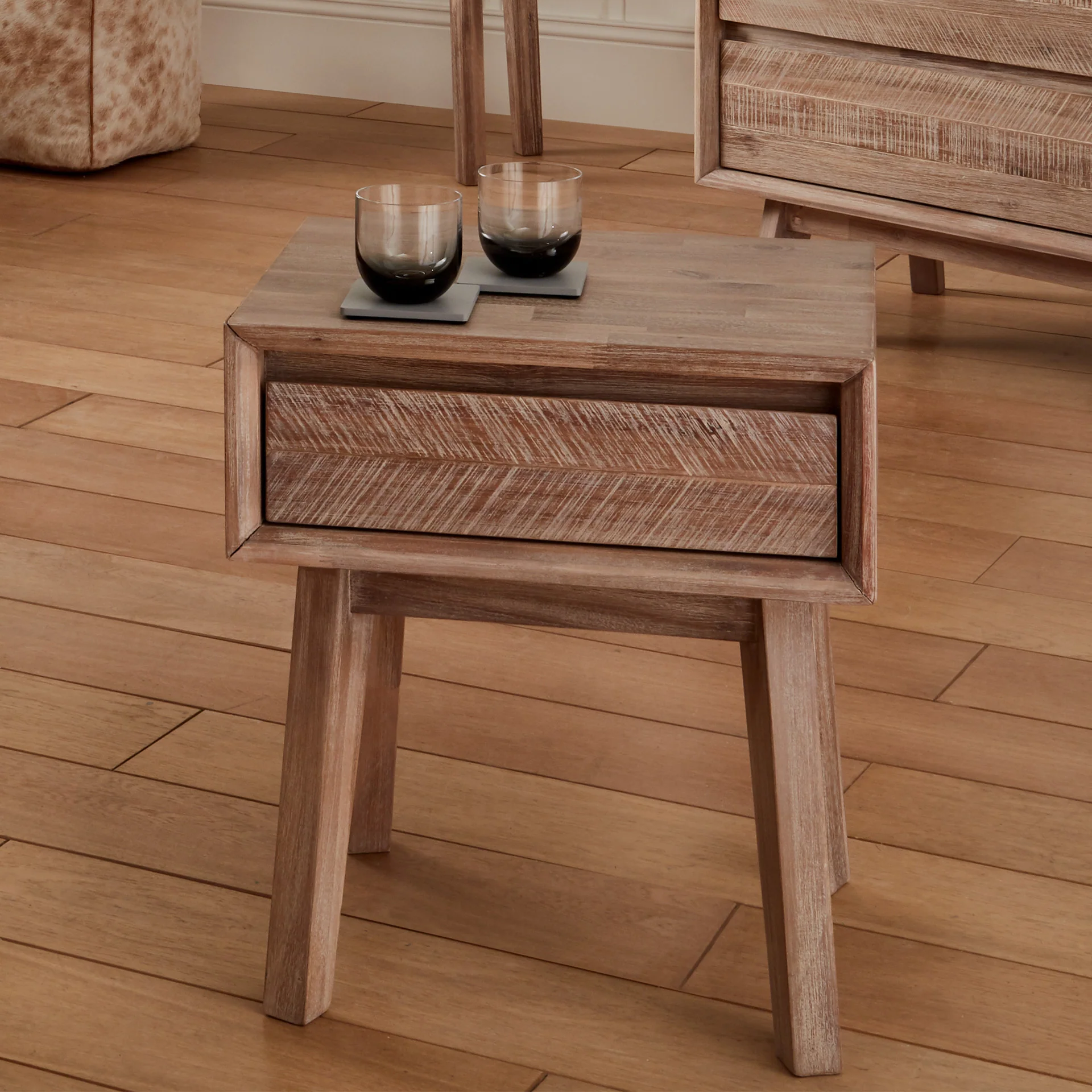 Pacific Lifestyle Kalmar Sand Wash Acacia Wood 1 Drawer Unit - Image 4