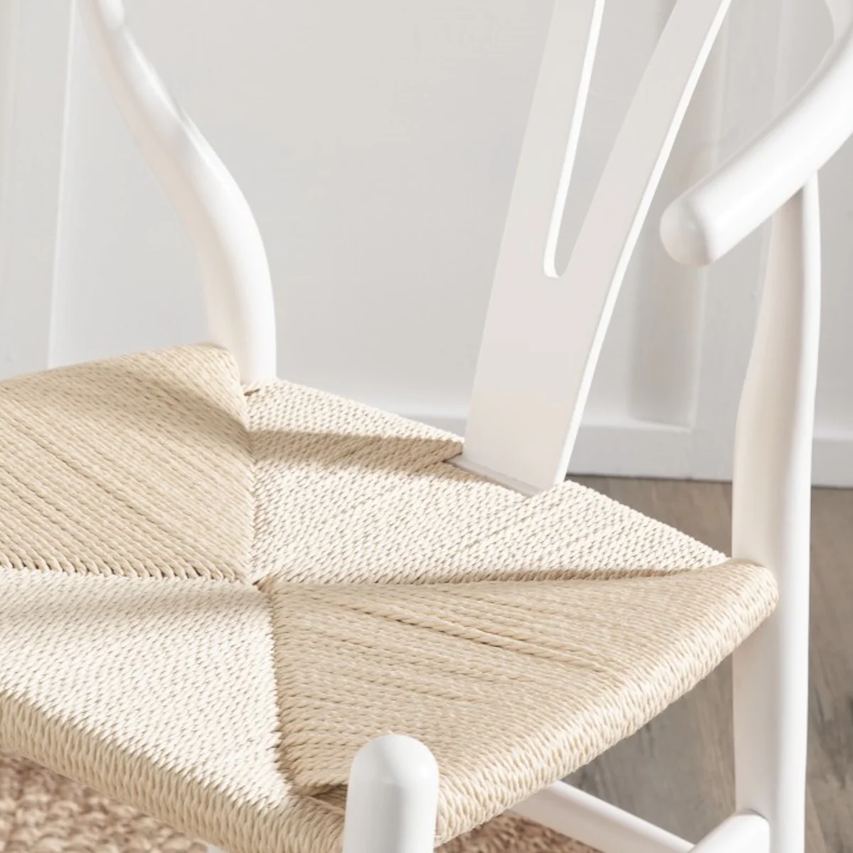 Pacific Lifestyle Leif White Beech Wood and Natural Paper Rope Dining Chair - Image 7