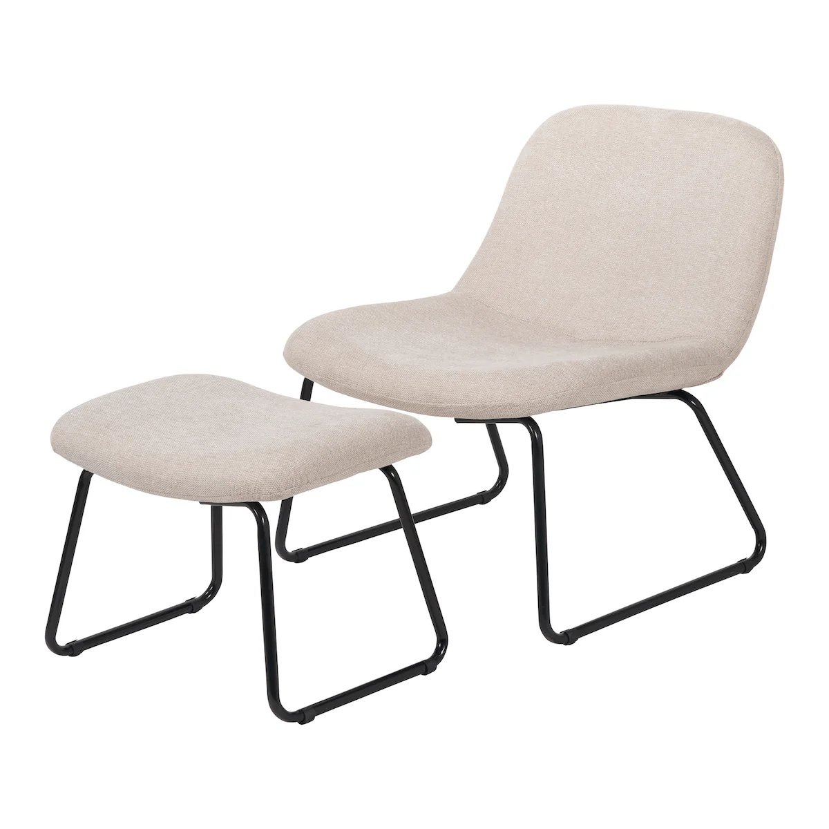 Pacific Lifestyle Linnea Natural Chenille Lounging Chair and Footstool