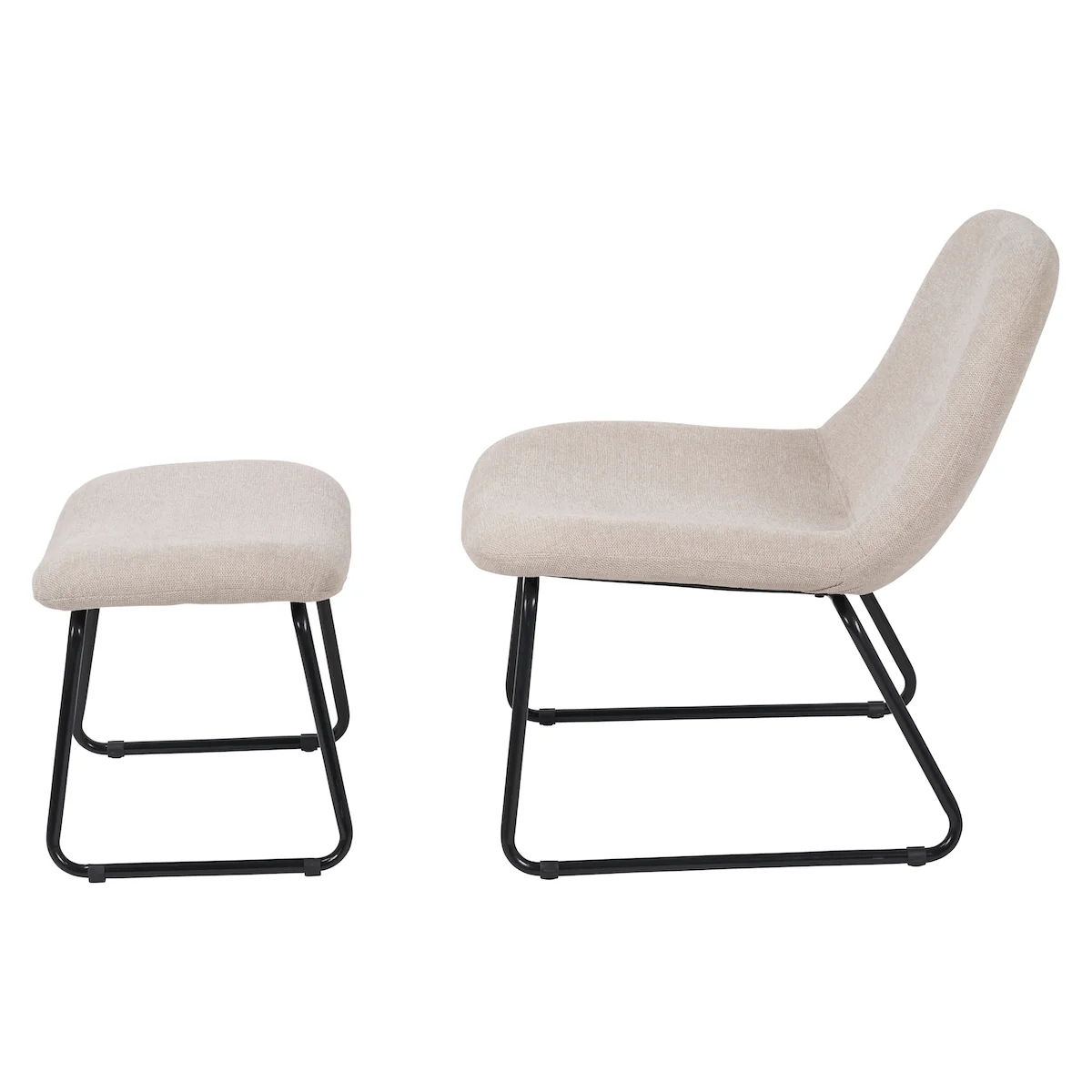 Pacific Lifestyle Linnea Natural Chenille Lounging Chair and Footstool - Image 3