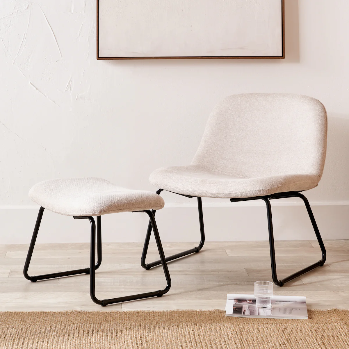 Pacific Lifestyle Linnea Natural Chenille Lounging Chair and Footstool - Image 5