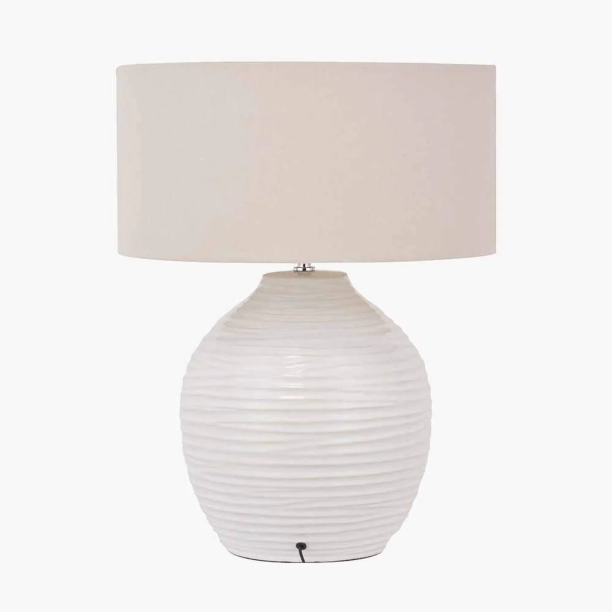 Pacific Lifestyle Linnea White Grooved Ceramic Table Lamp - Image 3