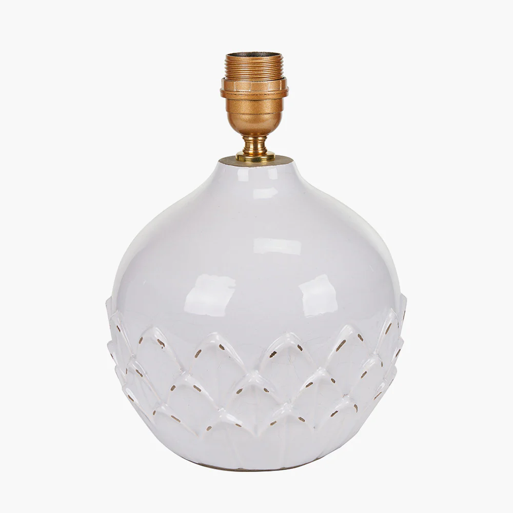Pacific Lifestyle Liv White Leaf Detail Small Stoneware Table Lamp Base - Image 3