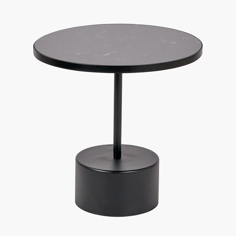 Pacific Lifestyle Loke Black Marble and Black Metal Cylinder Base Coffee Table - Image 2