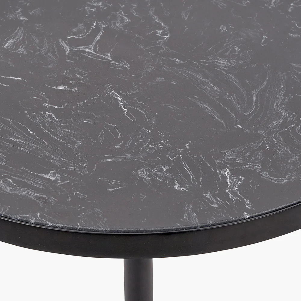 Pacific Lifestyle Loke Black Marble and Black Metal Cylinder Base Coffee Table - Image 4
