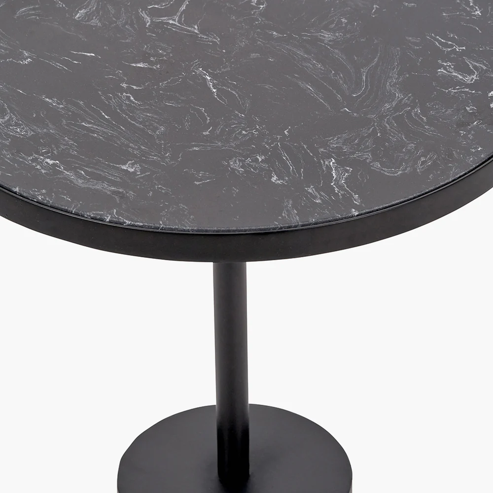 Pacific Lifestyle Loke Black Marble and Black Metal Cylinder Base Side Table - Image 5