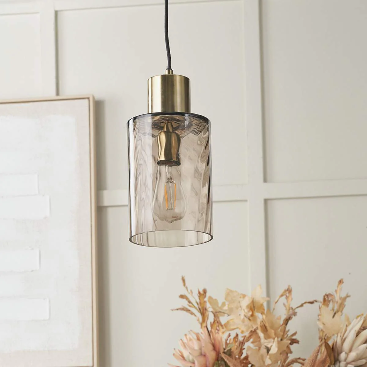 Pacific Lifestyle Loxley Ripple Effect Light Brown Glass Pendant - Image 8