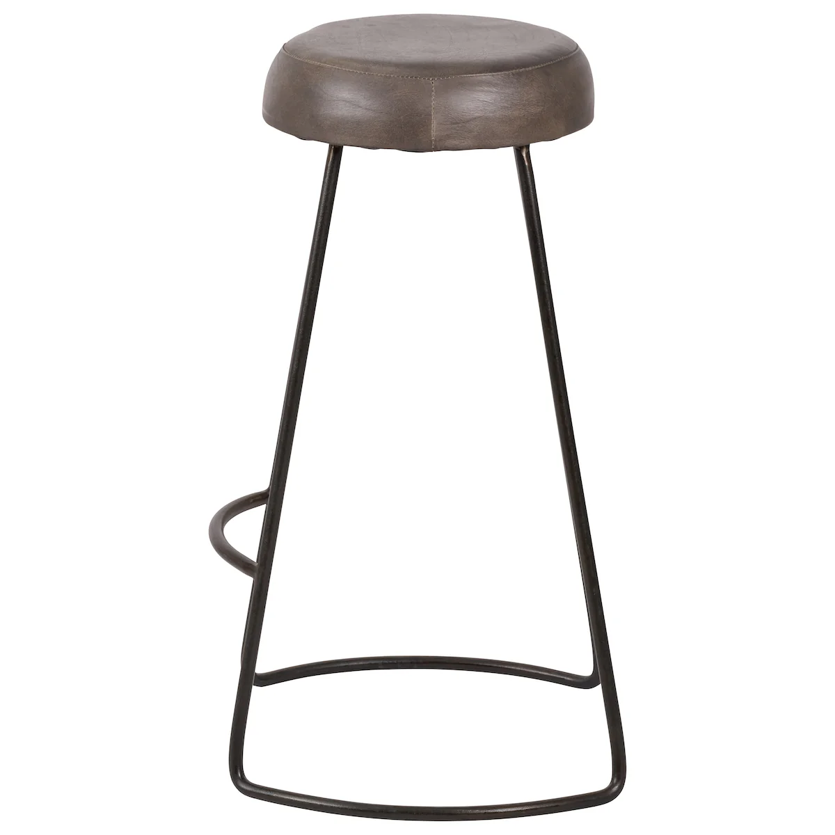 Pacific Lifestyle Mikkel Peppercorn Leather and Bronze Metal Bar Stool - Image 5