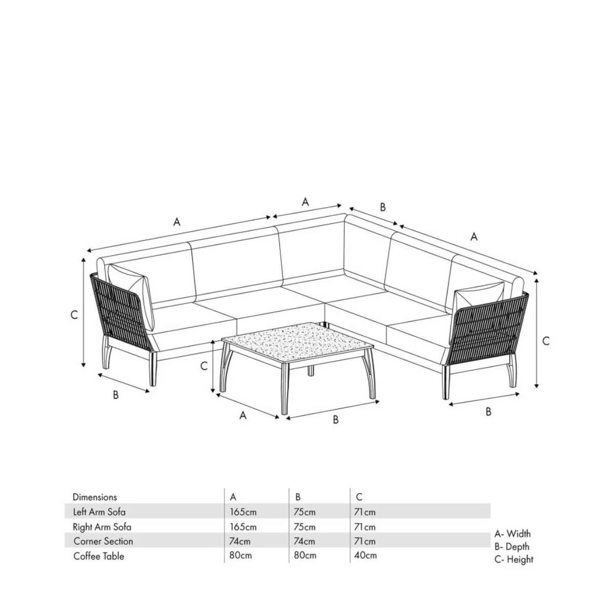 Pacific Lifestyle Moeven Outdoor Corner Seating Set - Image 30