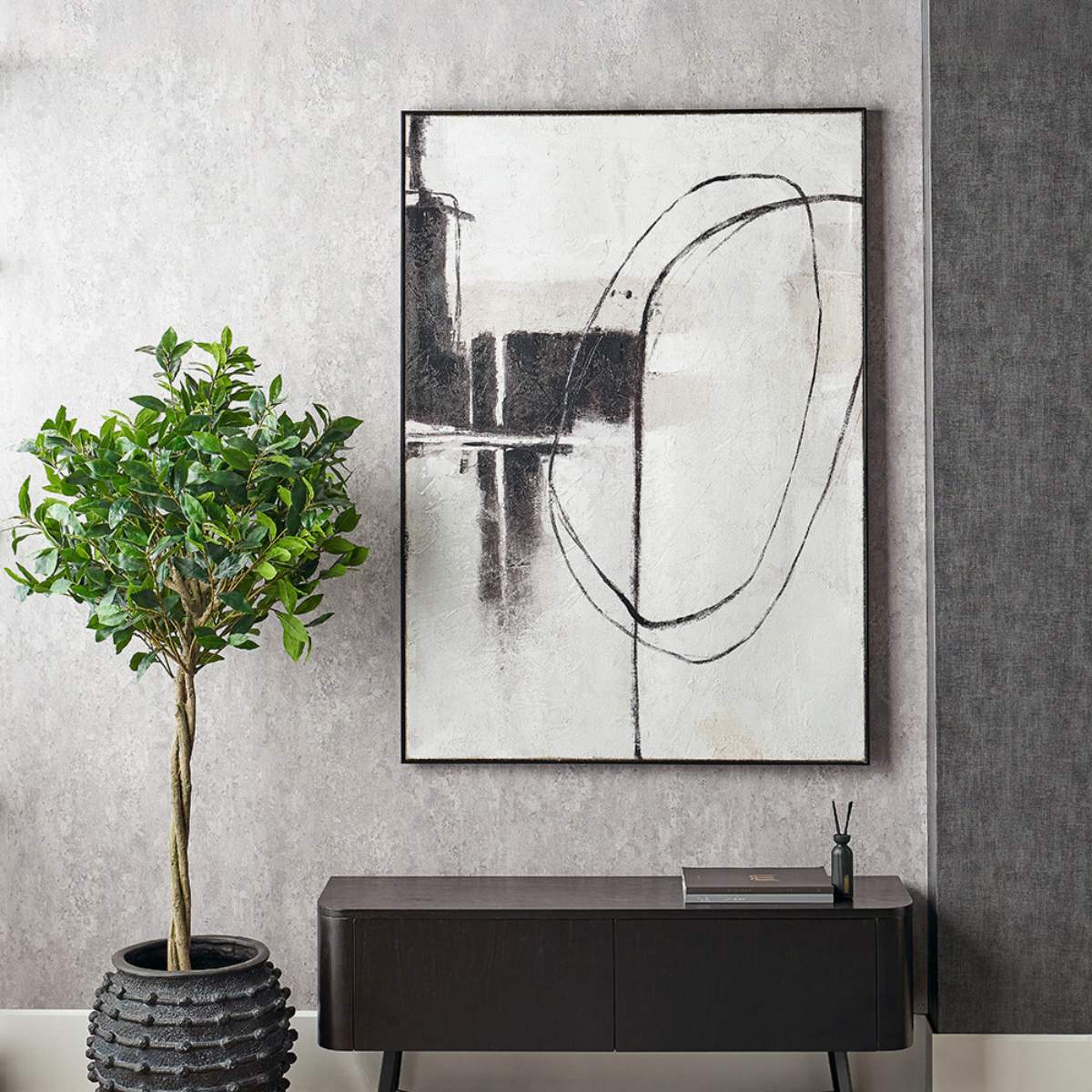 Pacific Lifestyle Monochrome Abstract Canvas with Black Frame - Image 9