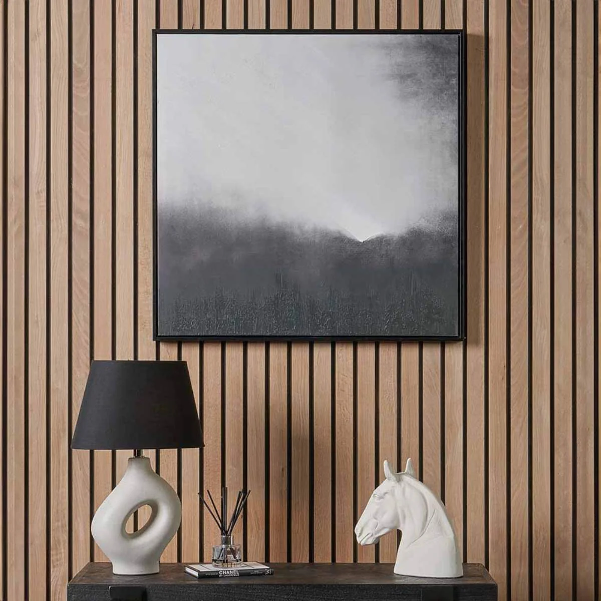 Pacific Lifestyle Monochrome Abstract Square Canvas with Black Frame - Image 9