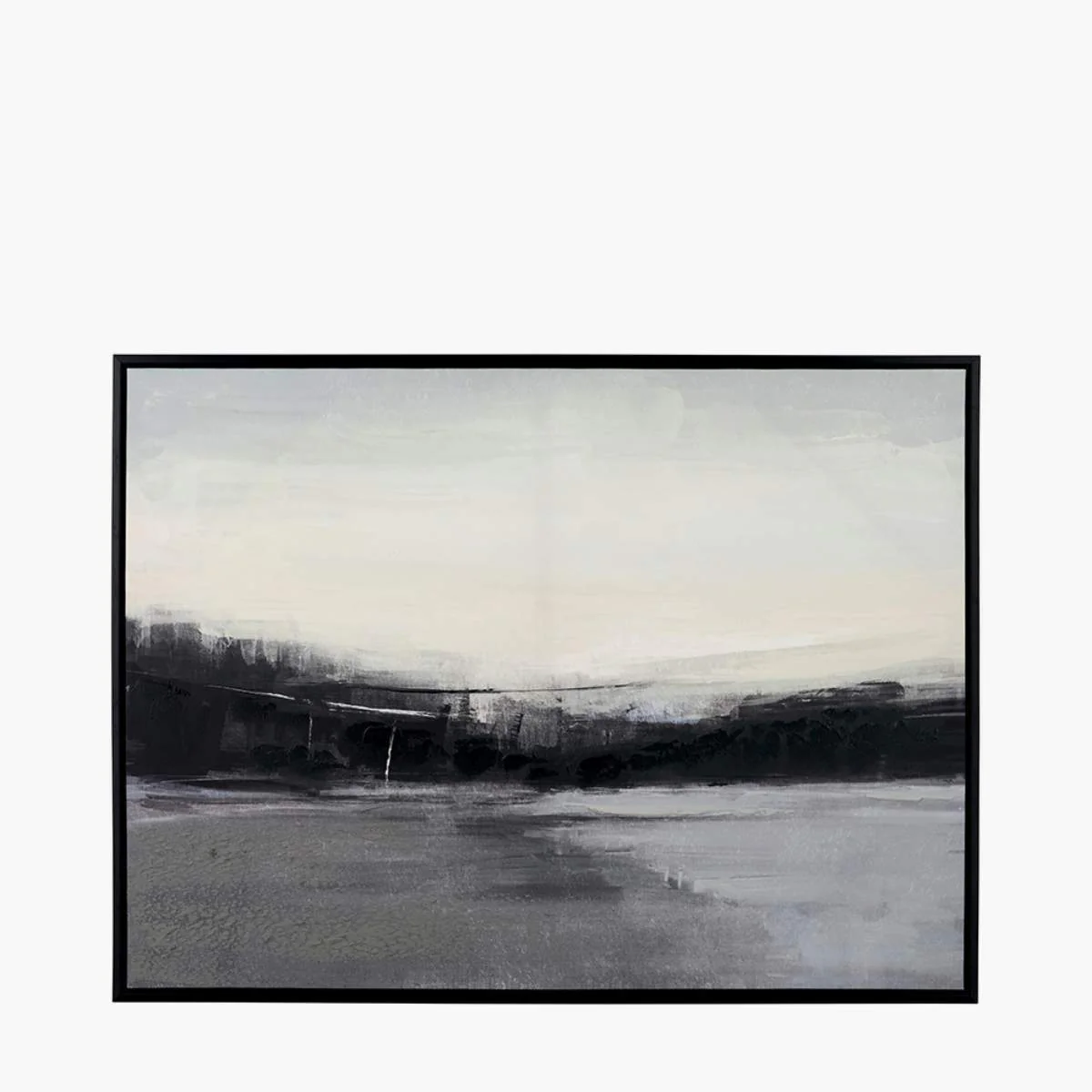 Pacific Lifestyle Monochrome Landscape Canvas with Black Frame