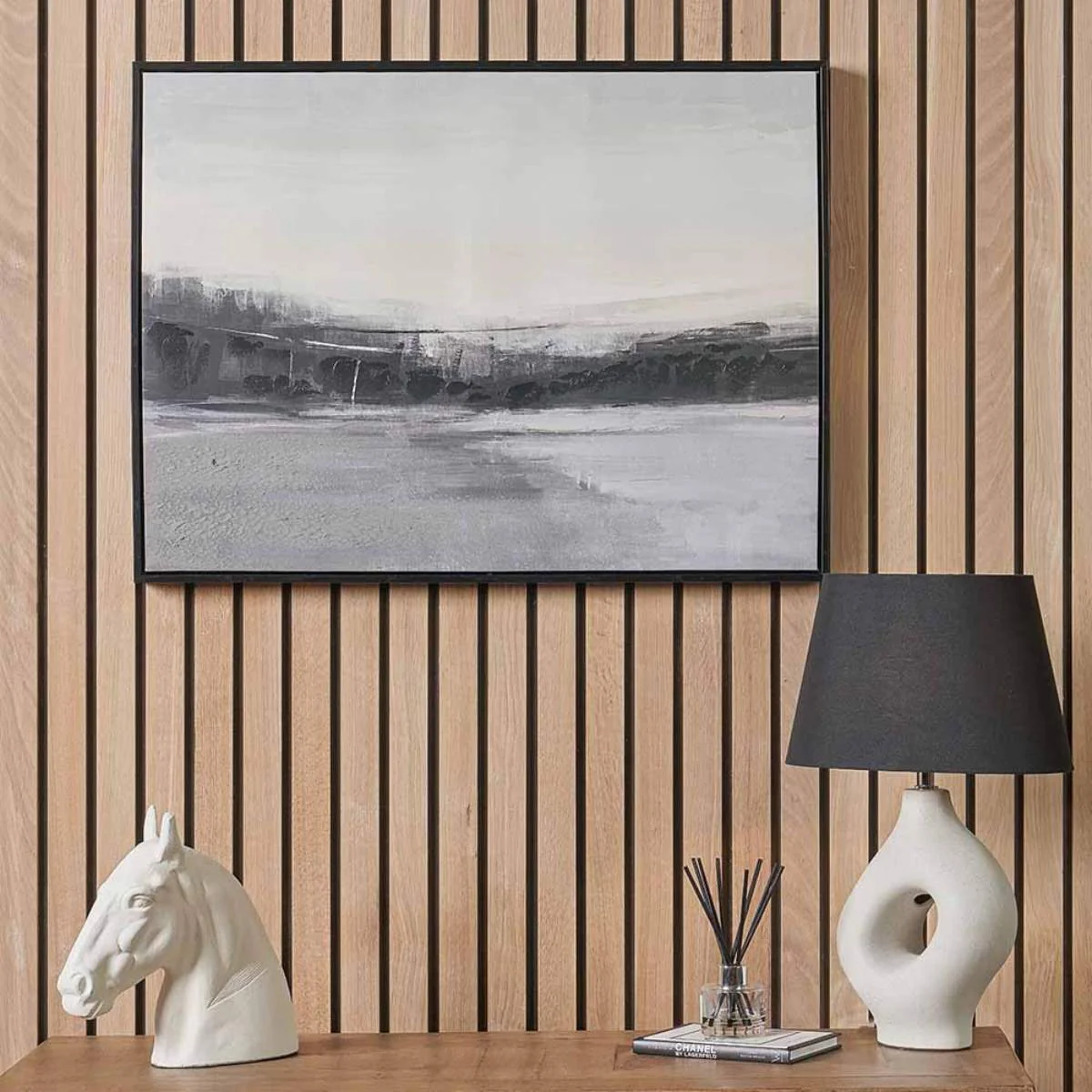 Pacific Lifestyle Monochrome Landscape Canvas with Black Frame - Image 8