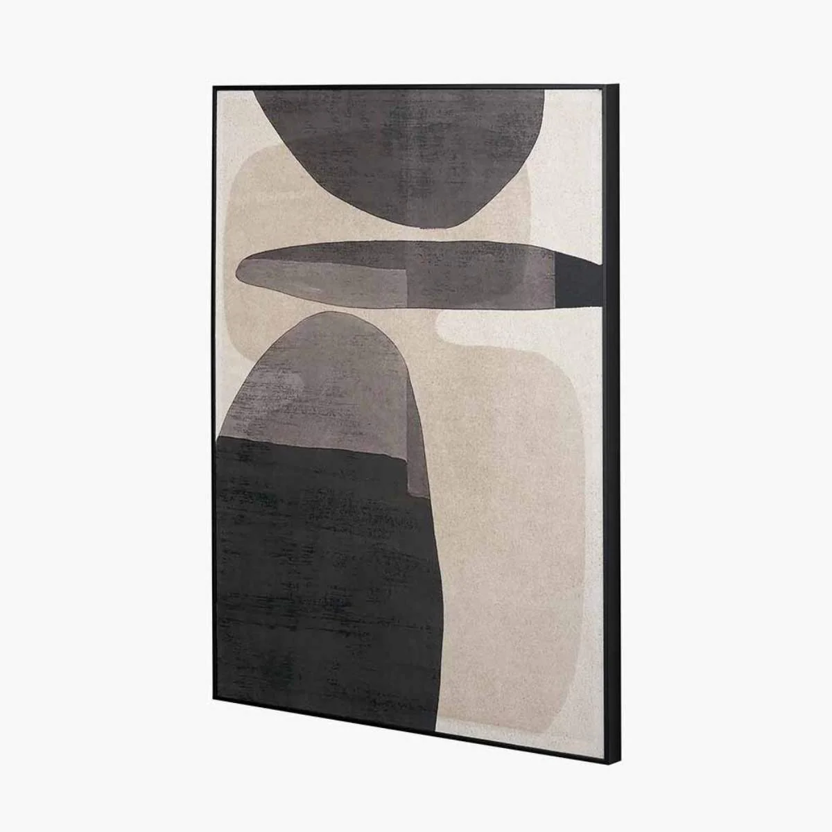 Pacific Lifestyle Natural and Black Abstract Ovals Framed Canvas - Image 2