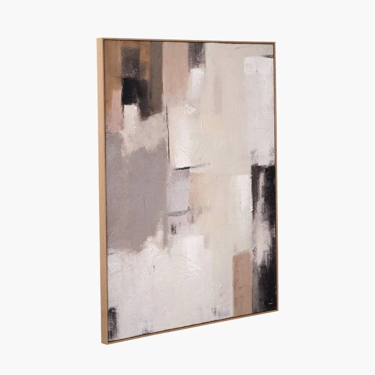 Pacific Lifestyle Natural and Grey Textured Abstract Canvas with Natural Frame - Image 2