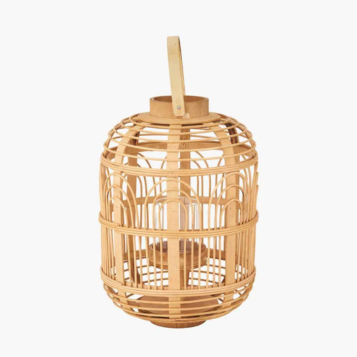 Pacific Lifestyle Natural Bamboo and Glass Lantern - Image 3