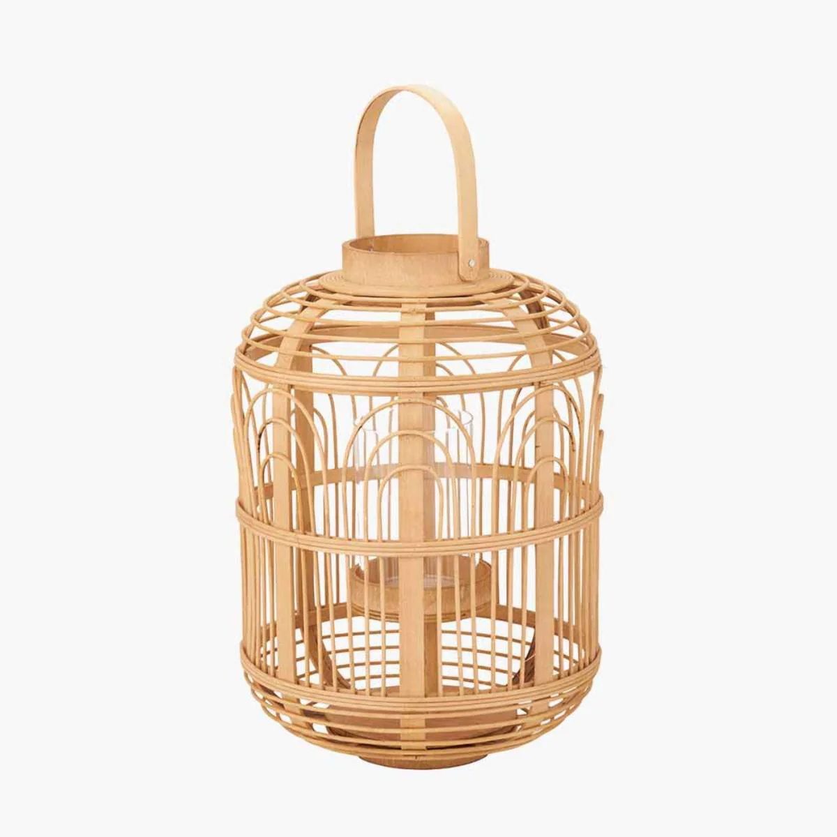 Pacific Lifestyle Natural Bamboo and Glass Lantern - Image 9