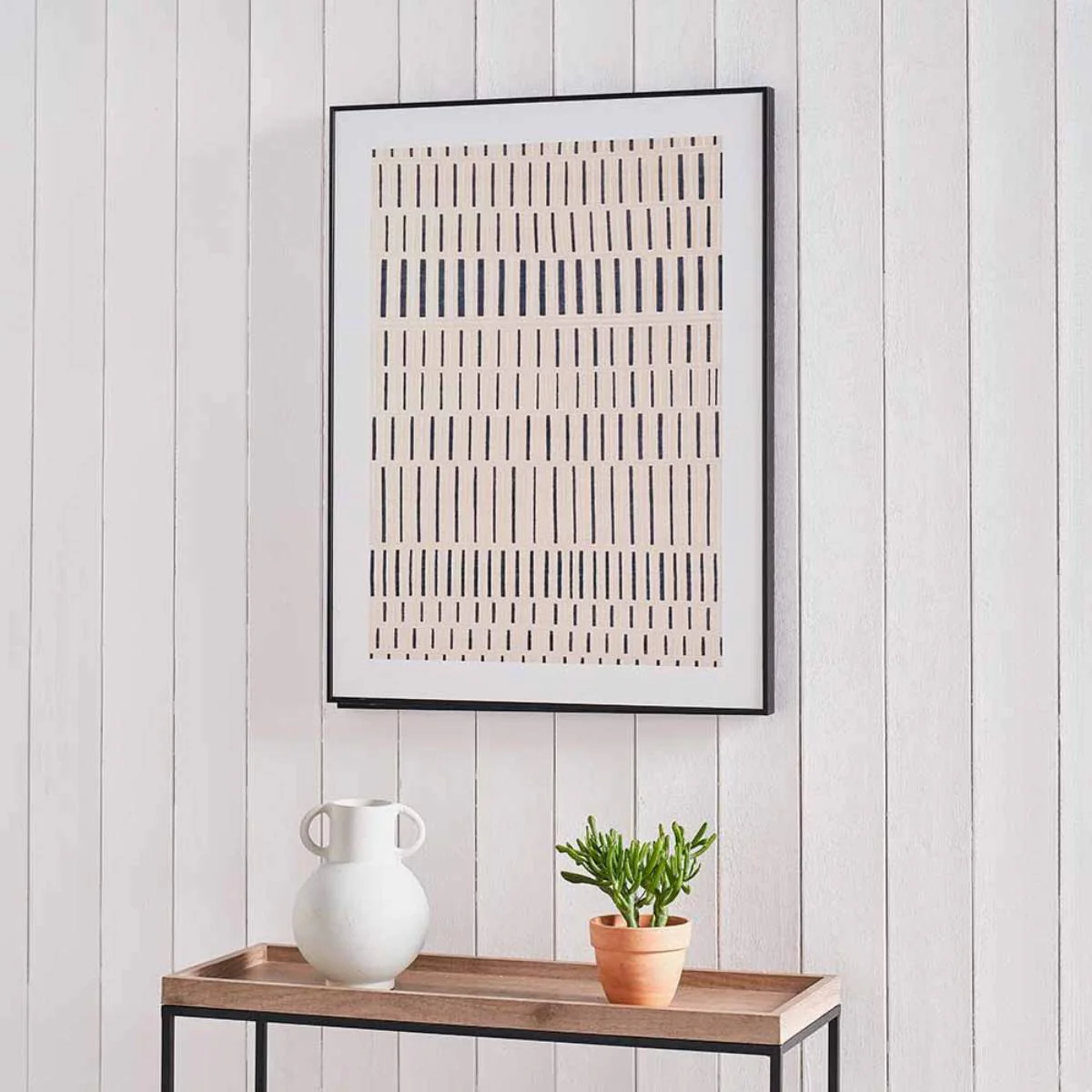 Pacific Lifestyle Natural Canvas with Black Stripe Pattern and Frame - Image 8