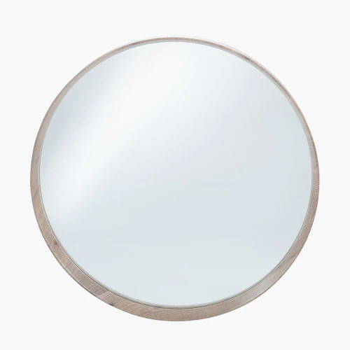 Pacific Lifestyle Natural Wood Veneer Deep Edge Round Wall Mirror Large