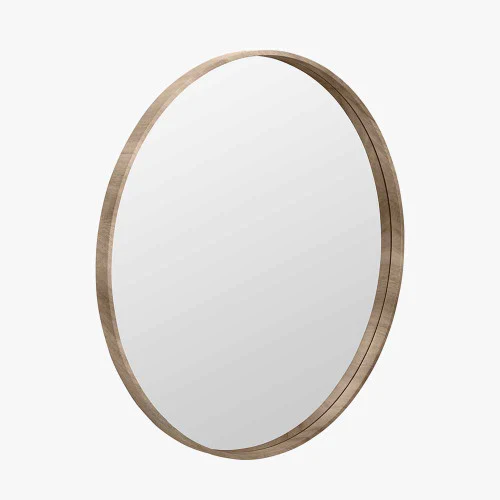 Pacific Lifestyle Natural Wood Veneer Slim Frame Round Mirror Large - Image 2