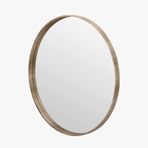 Pacific Lifestyle Natural Wood Veneer Slim Frame Round Mirror Large - Image 3