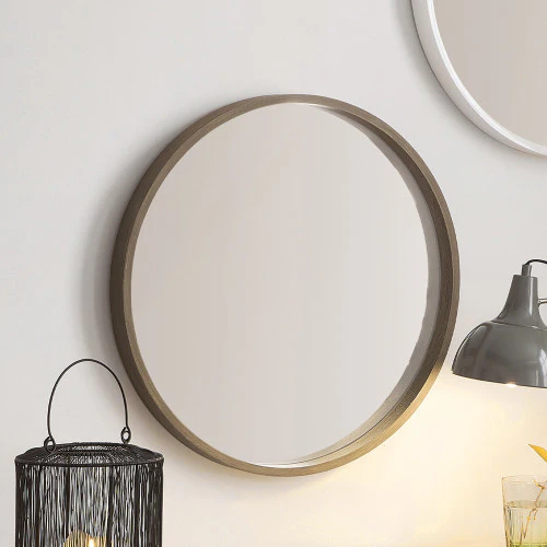 Pacific Lifestyle Natural Wood Veneer Slim Frame Round Wall Mirror - Image 3