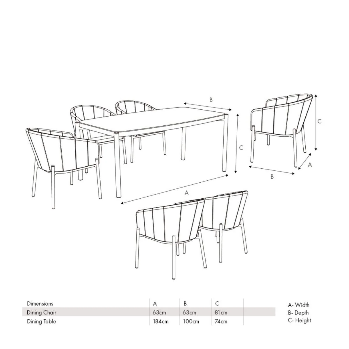 Pacific Lifestyle Nevada Putty Outdoor 6 Seater Dining Set - Image 24